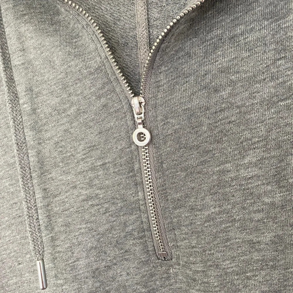 Soft Surroundings, Hooded French Terry Short‎ Sleeve Half Zip Dress, Gray, Grey - Picture 7 of 11